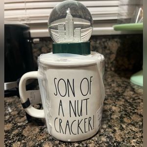 Rae Dunn Elf mug with snow globe topper